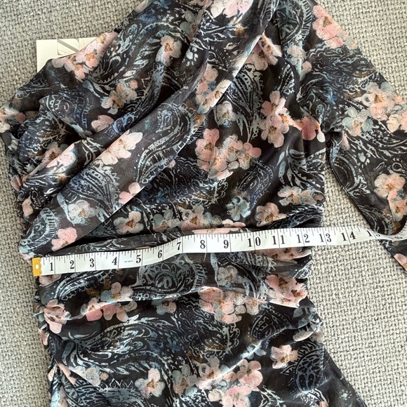 ZARA Floral One-Shoulder Asymmetric Mesh Midi Dress – NWT size Medium - Picture 12 of 16